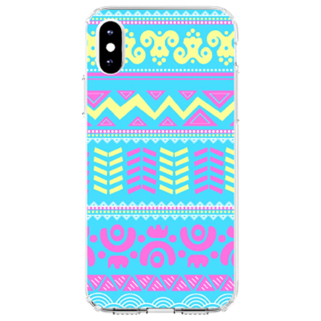 Yellow Pink Blue Aztec Tribal Clear Shockproof iPhone Case, view 3