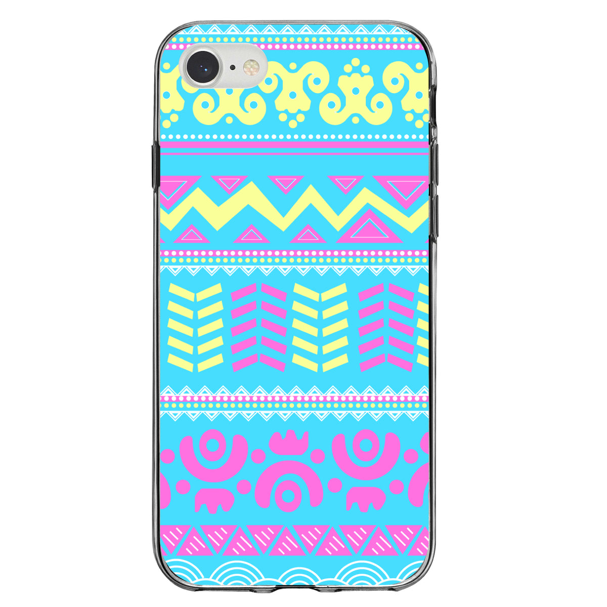 Yellow Pink Blue Aztec Tribal Clear Shockproof iPhone Case, view 5