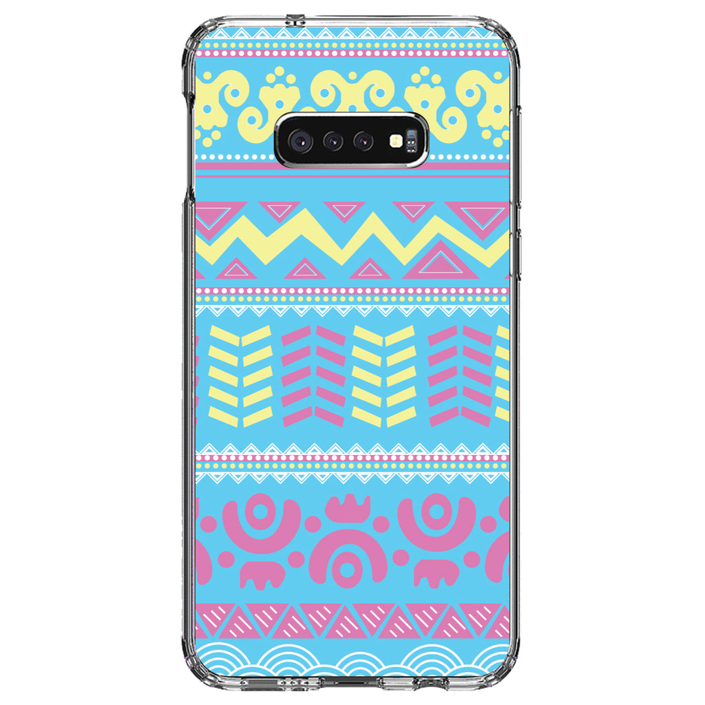 Yellow Pink Blue Aztec Tribal Clear Shockproof iPhone Case, view 18
