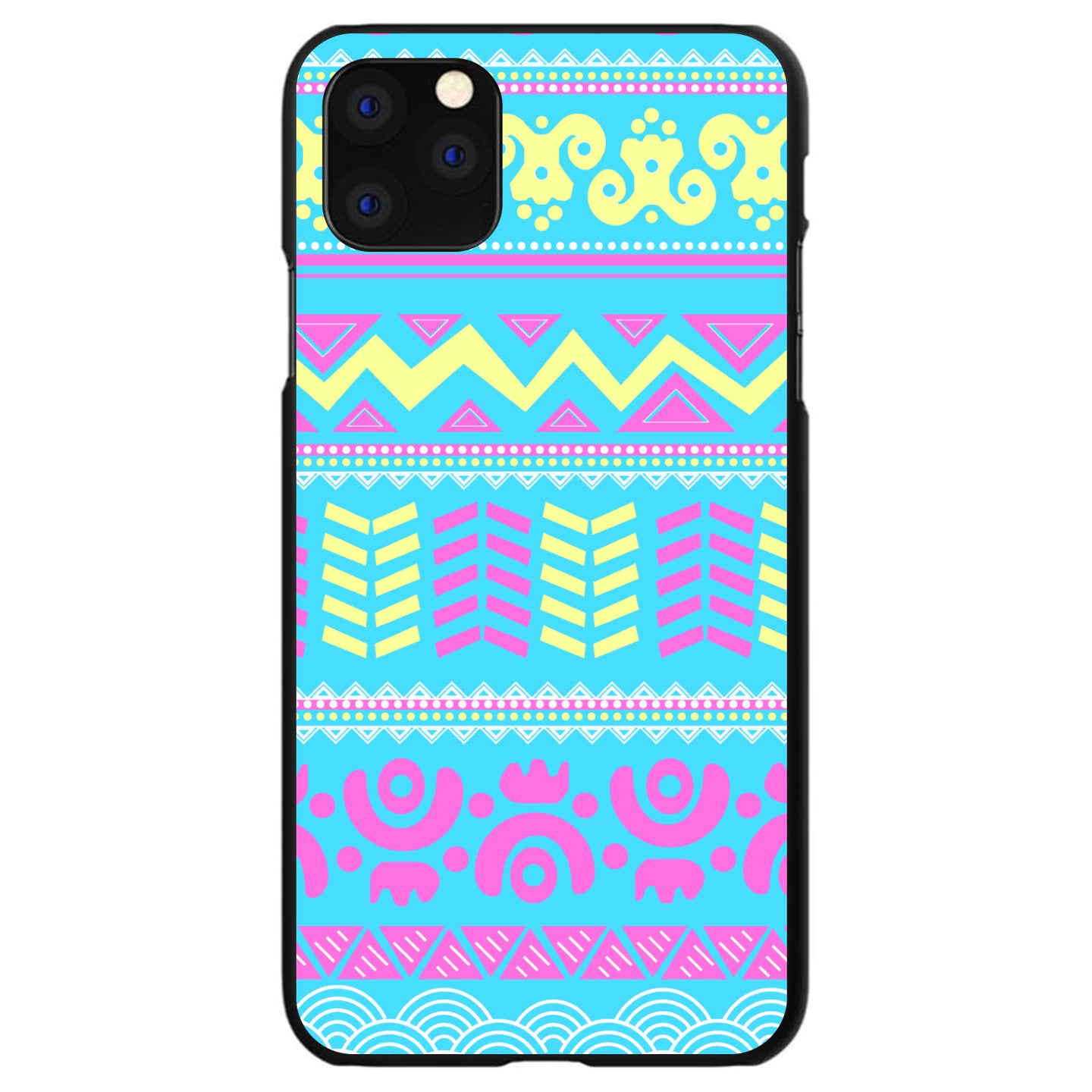 DistinctInk® Hard Plastic Snap-On Case for Apple iPhone or Samsung Galaxy - Yellow Pink Blue Aztec Tribal