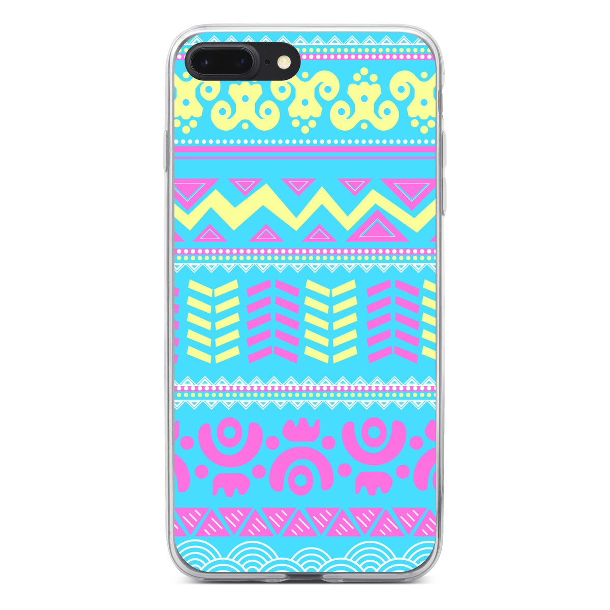 Yellow Pink Blue Aztec Tribal Clear Shockproof iPhone Case, view 6