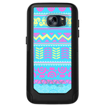 DistinctInk™ OtterBox Commuter Series Case for Apple iPhone or Samsung Galaxy - Yellow Pink Blue Aztec Tribal