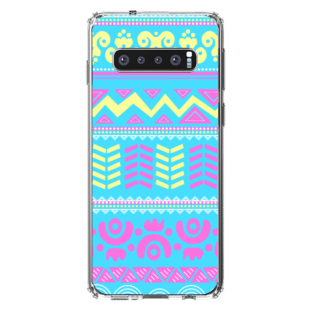 Yellow Pink Blue Aztec Tribal Clear Shockproof iPhone Case, view 16