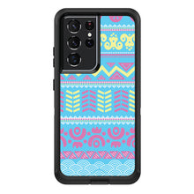 DistinctInk™ OtterBox Defender Series Case for Apple iPhone / Samsung Galaxy / Google Pixel - Yellow Pink Blue Aztec Tribal