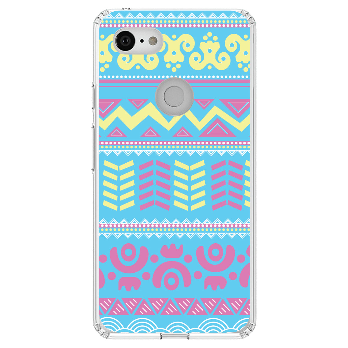 Yellow Pink Blue Aztec Tribal Clear Shockproof iPhone Case, view 22