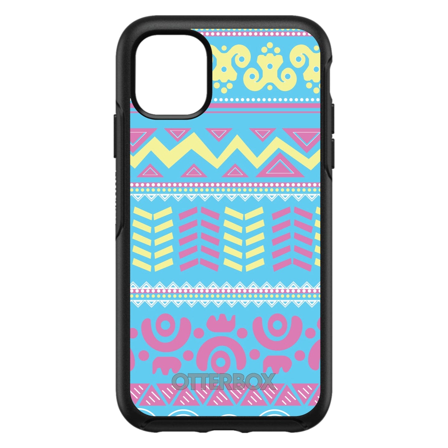 DistinctInk™ OtterBox Symmetry Series Case for Apple iPhone / Samsung Galaxy / Google Pixel - Yellow Pink Blue Aztec Tribal