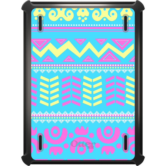 DistinctInk™ OtterBox Defender Series Case for Apple iPad / iPad Pro / iPad Air / iPad Mini - Yellow Pink Blue Aztec Tribal
