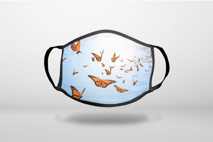 Flying Monarch Butterflies - 3-Ply Reusable Soft Face Mask Covering, Unisex, Cotton Inner Layer