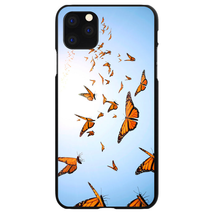 DistinctInk® Hard Plastic Snap-On Case for Apple iPhone or Samsung Galaxy - Flying Monarch Butterflies