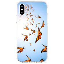 DistinctInk® Clear Shockproof Hybrid Case for Apple iPhone / Samsung Galaxy / Google Pixel - Flying Monarch Butterflies