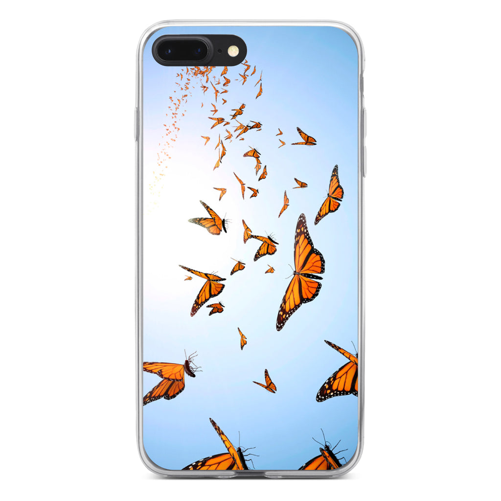 Flying Monarch Butterflies Clear Shockproof iPhone Case, view 6