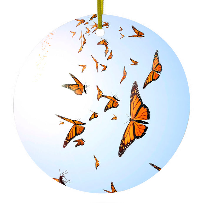 Flying Monarch Butterflies Ceramic Ornament