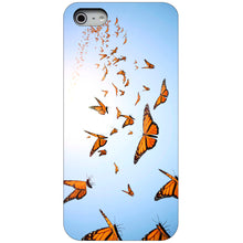 DistinctInk® Hard Plastic Snap-On Case for Apple iPhone or Samsung Galaxy - Flying Monarch Butterflies