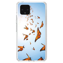 DistinctInk® Clear Shockproof Hybrid Case for Apple iPhone / Samsung Galaxy / Google Pixel - Flying Monarch Butterflies