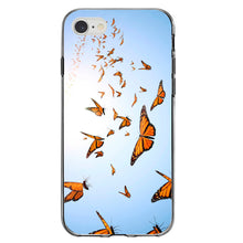DistinctInk® Clear Shockproof Hybrid Case for Apple iPhone / Samsung Galaxy / Google Pixel - Flying Monarch Butterflies