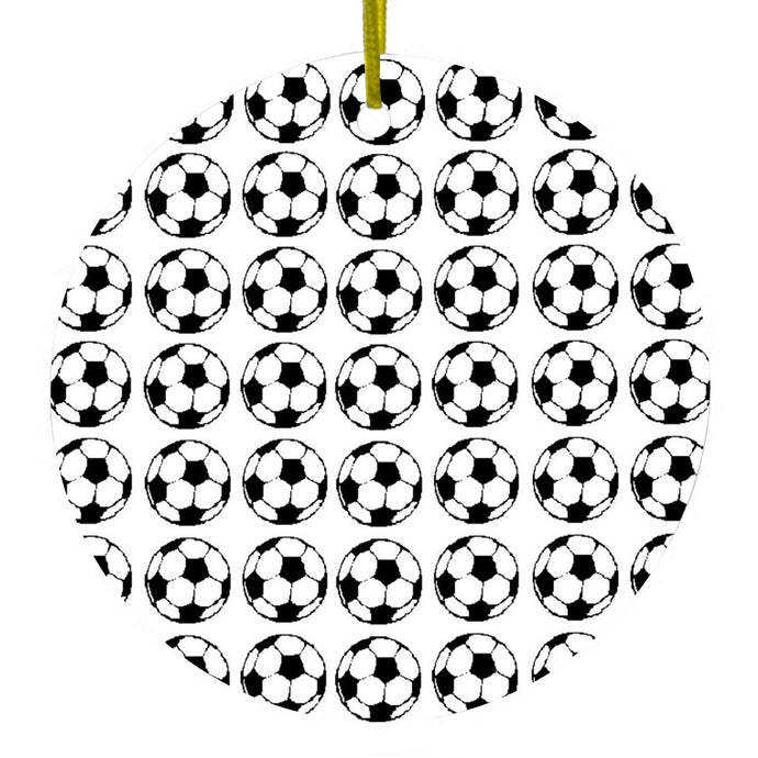 Soccer Balls Drawing Ceramic Ornament