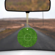 DistinctInk® Hanging Ceramic Christmas Tree Ornament with Gold String - Great Gift / Present - 2 3/4 inch Diameter - Soccer Field Layout