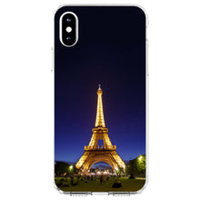 DistinctInk® Clear Shockproof Hybrid Case for Apple iPhone / Samsung Galaxy / Google Pixel - Eiffel Tower Paris Night