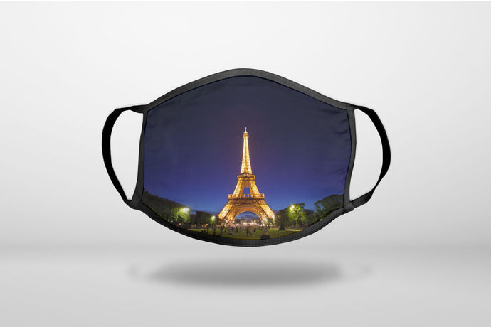 Eiffel Tower Paris Night - 3-Ply Reusable Soft Face Mask Covering, Unisex, Cotton Inner Layer