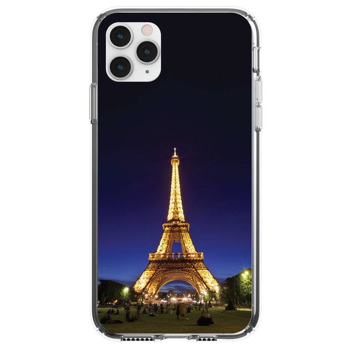 DistinctInk® Clear Shockproof Hybrid Case for Apple iPhone / Samsung Galaxy / Google Pixel - Eiffel Tower Paris Night