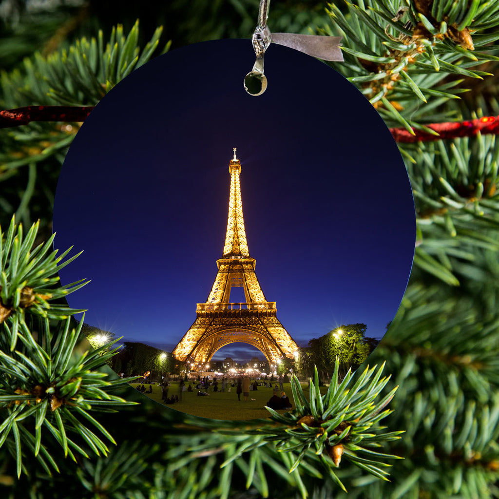 Eiffel Tower Paris Night Ceramic Ornament, view 2