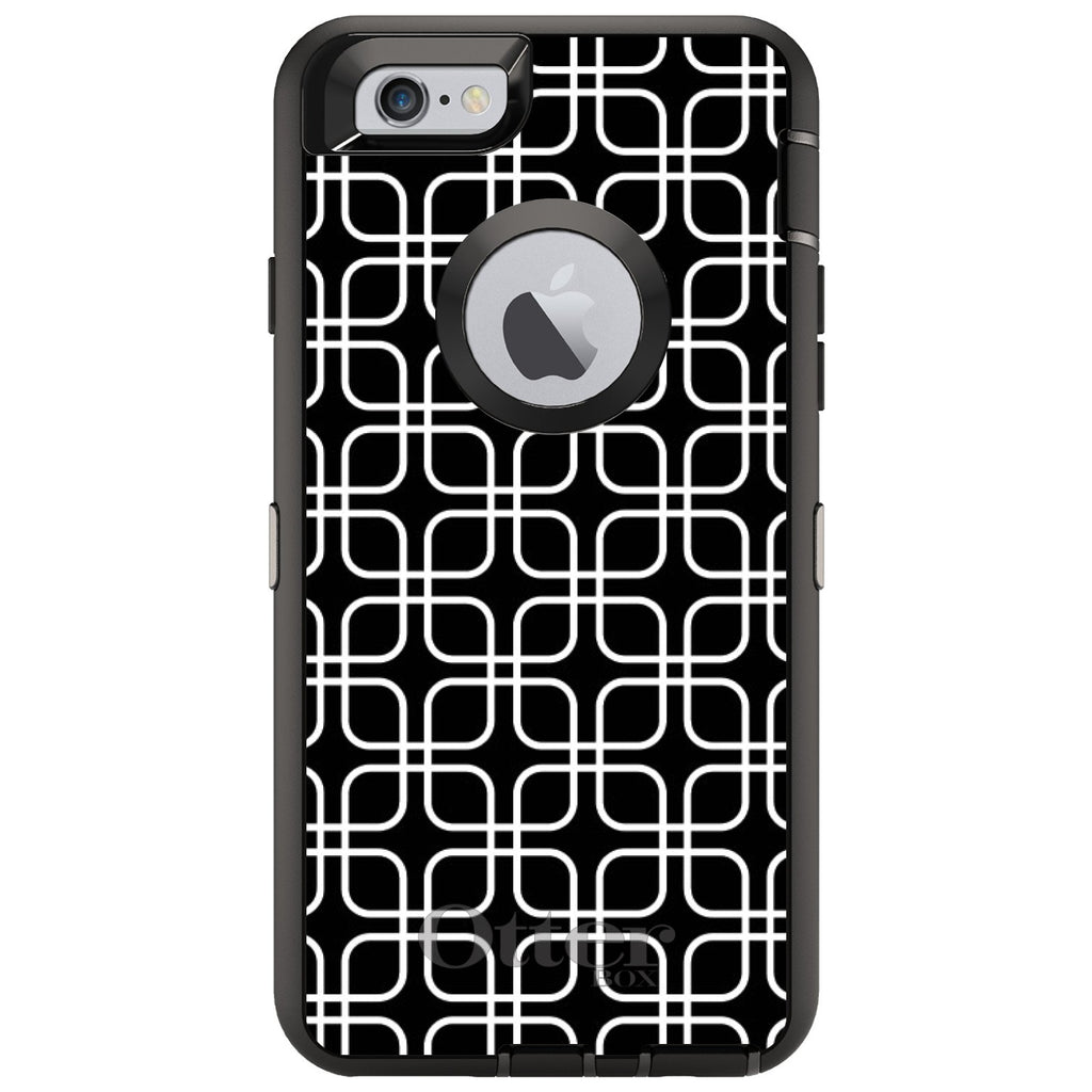 Black White Square Pattern Geometric OtterBox Defender Case for iPhone & Galaxy, view 4