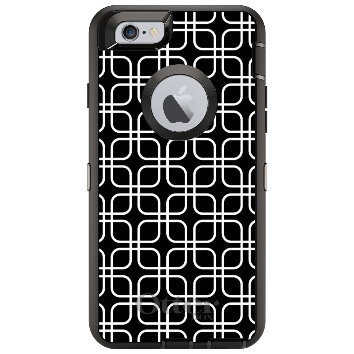 Black White Square Pattern Geometric OtterBox Defender Case for iPhone & Galaxy, view 4