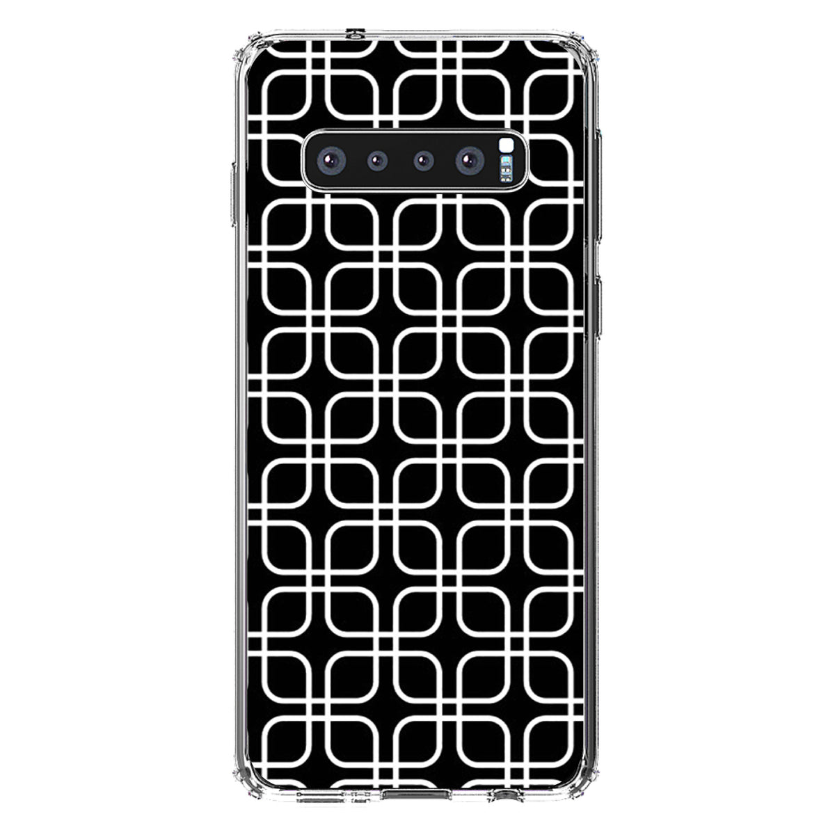 Black White Square Pattern Geometric Clear Shockproof iPhone Case, view 16