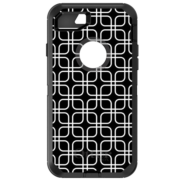 DistinctInk™ OtterBox Defender Series Case for Apple iPhone / Samsung Galaxy / Google Pixel - Black White Square Pattern Geometric