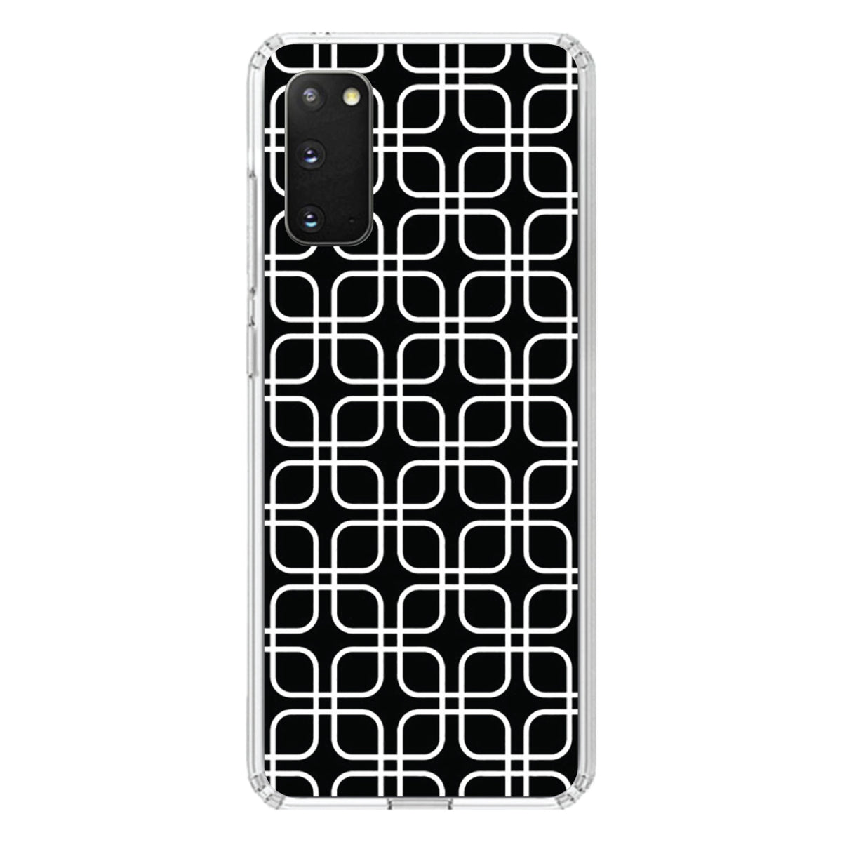 Black White Square Pattern Geometric Clear Shockproof iPhone Case, view 13