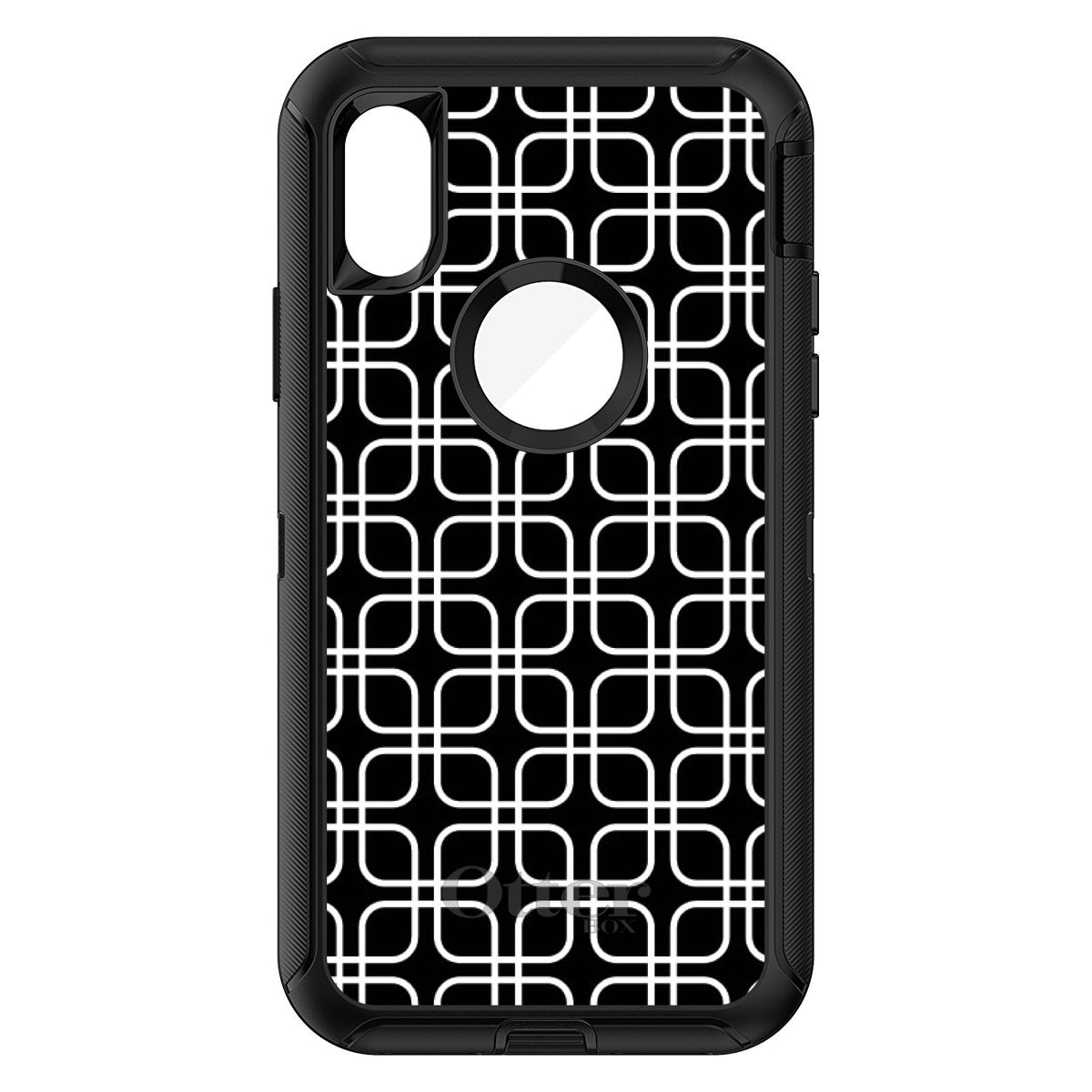 Black White Square Pattern Geometric OtterBox Defender Case for iPhone & Galaxy, view 3