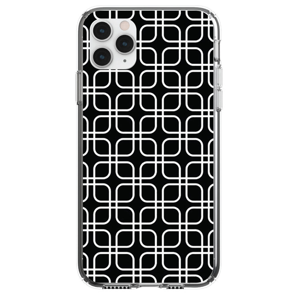 Black White Square Pattern Geometric Clear Shockproof iPhone Case