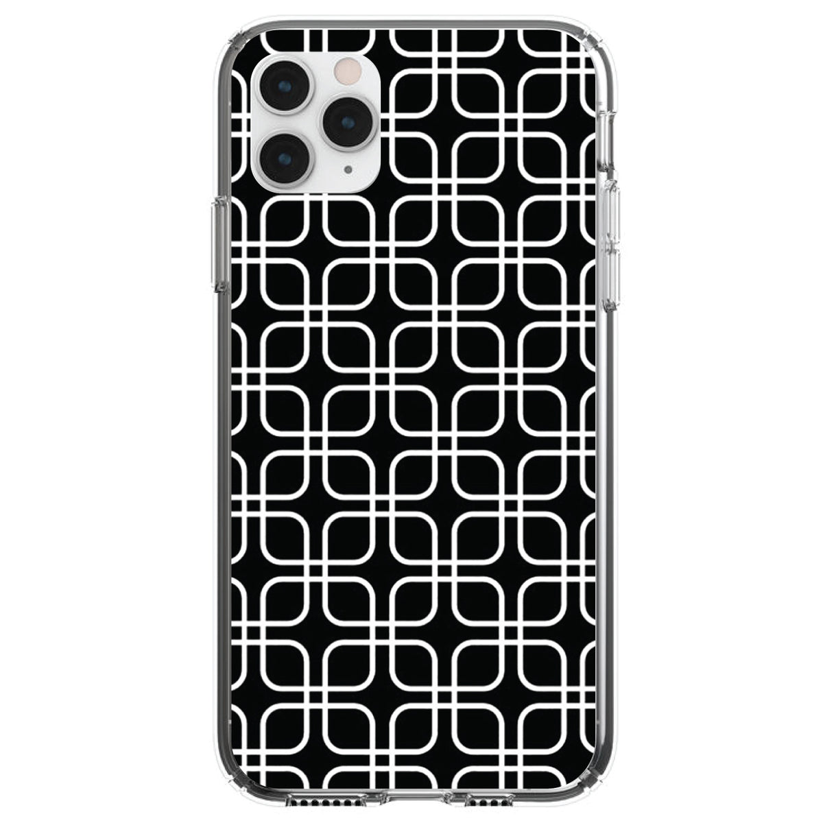 Black White Square Pattern Geometric Clear Shockproof iPhone Case