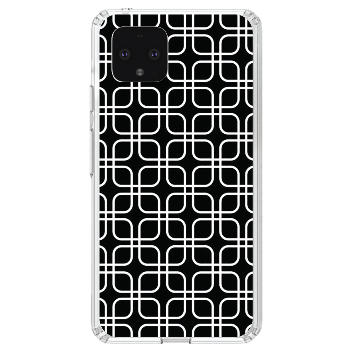 Black White Square Pattern Geometric Clear Shockproof iPhone Case, view 24