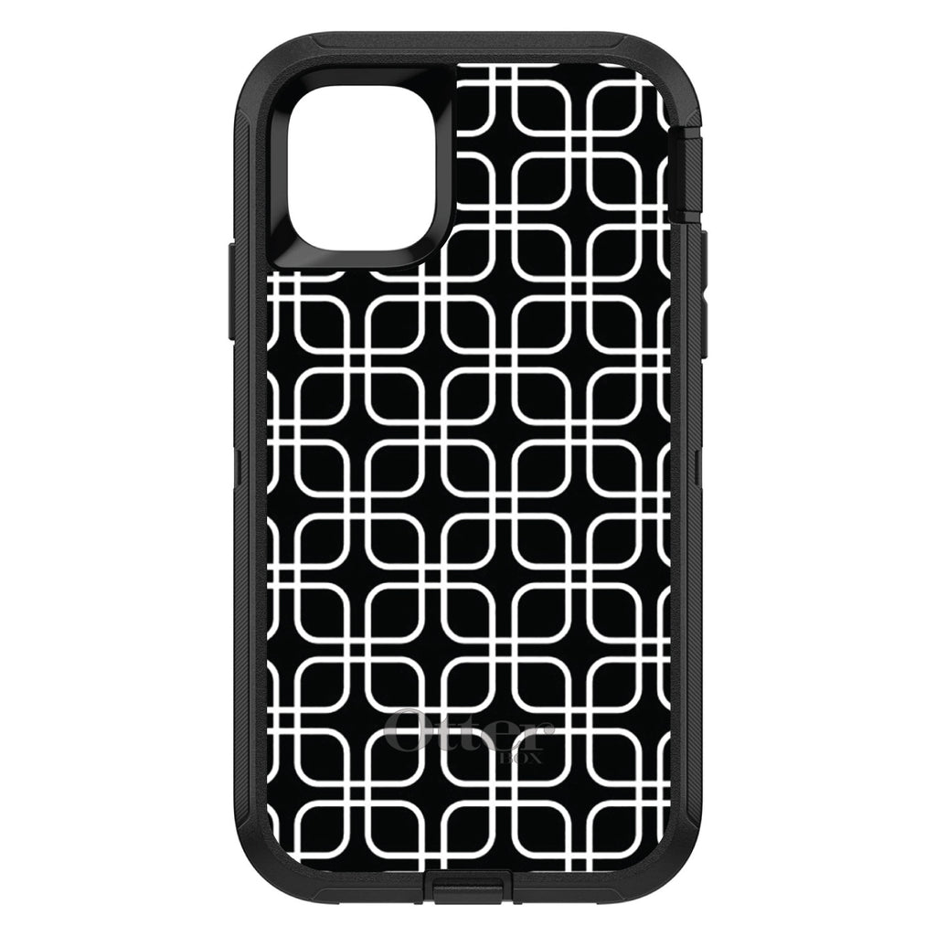 Black White Square Pattern Geometric OtterBox Defender Case for iPhone & Galaxy, view 2