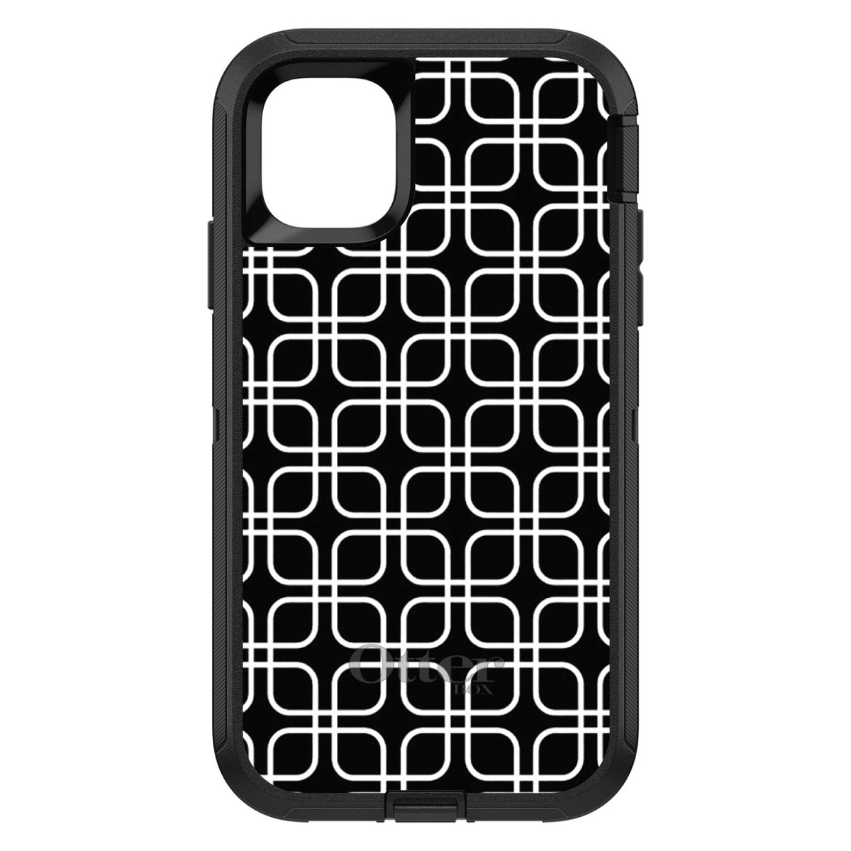 Black White Square Pattern Geometric OtterBox Defender Case for iPhone & Galaxy, view 2