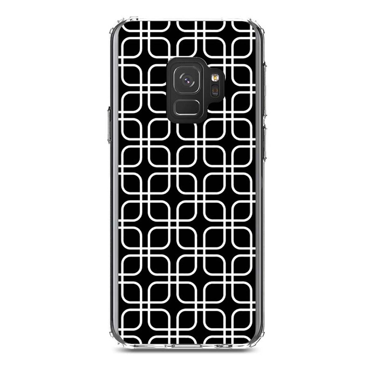 Black White Square Pattern Geometric Clear Shockproof iPhone Case, view 19