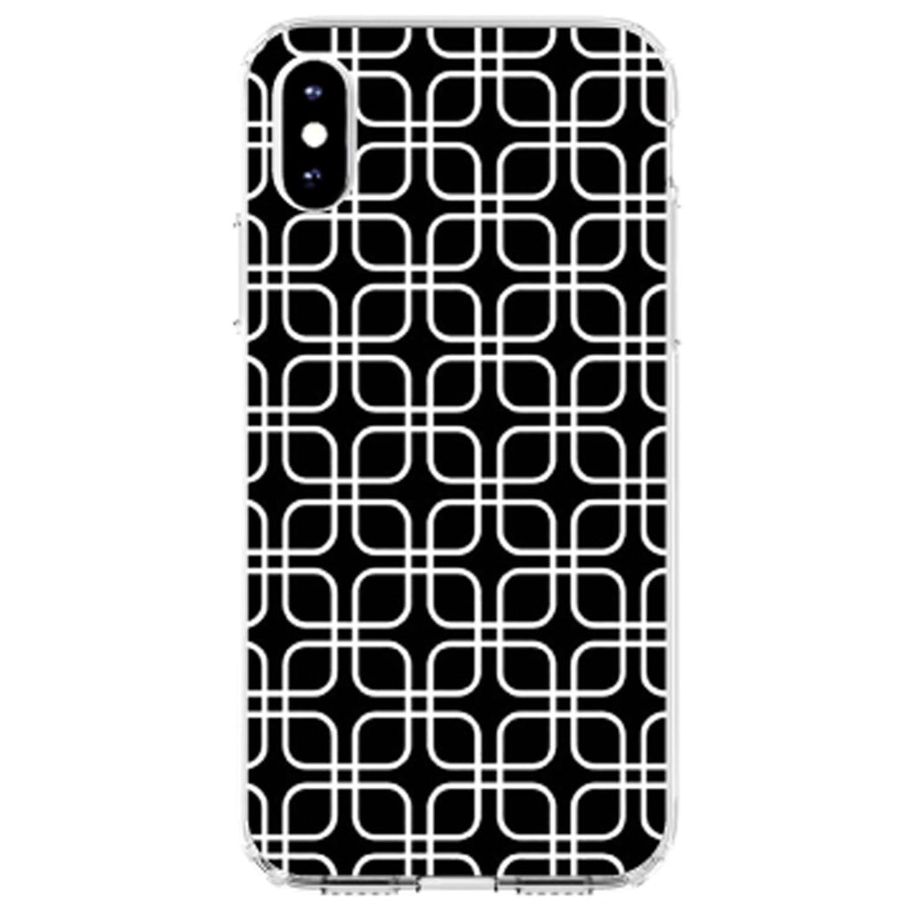 Black White Square Pattern Geometric Clear Shockproof iPhone Case, view 3