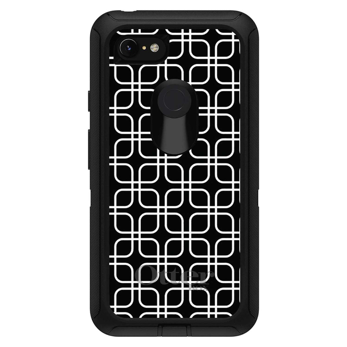 Black White Square Pattern Geometric OtterBox Defender Case for iPhone & Galaxy, view 15