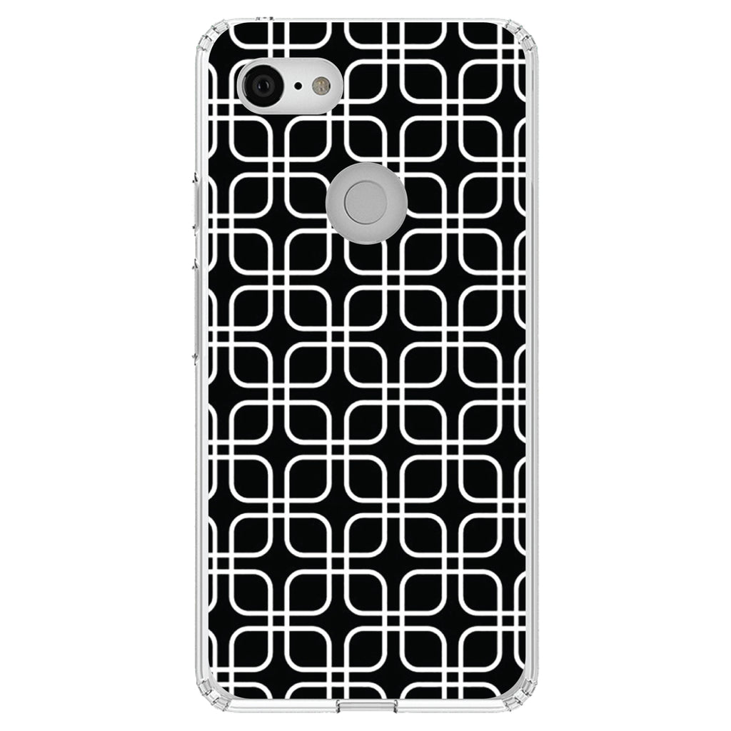 Black White Square Pattern Geometric Clear Shockproof iPhone Case, view 22