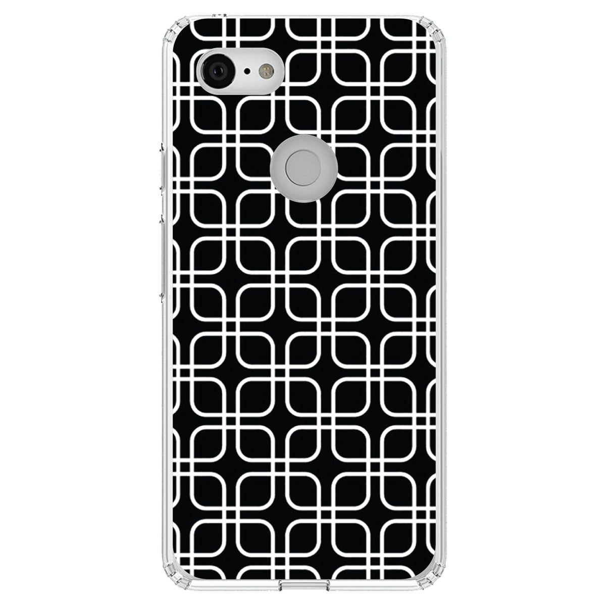 Black White Square Pattern Geometric Clear Shockproof iPhone Case, view 22
