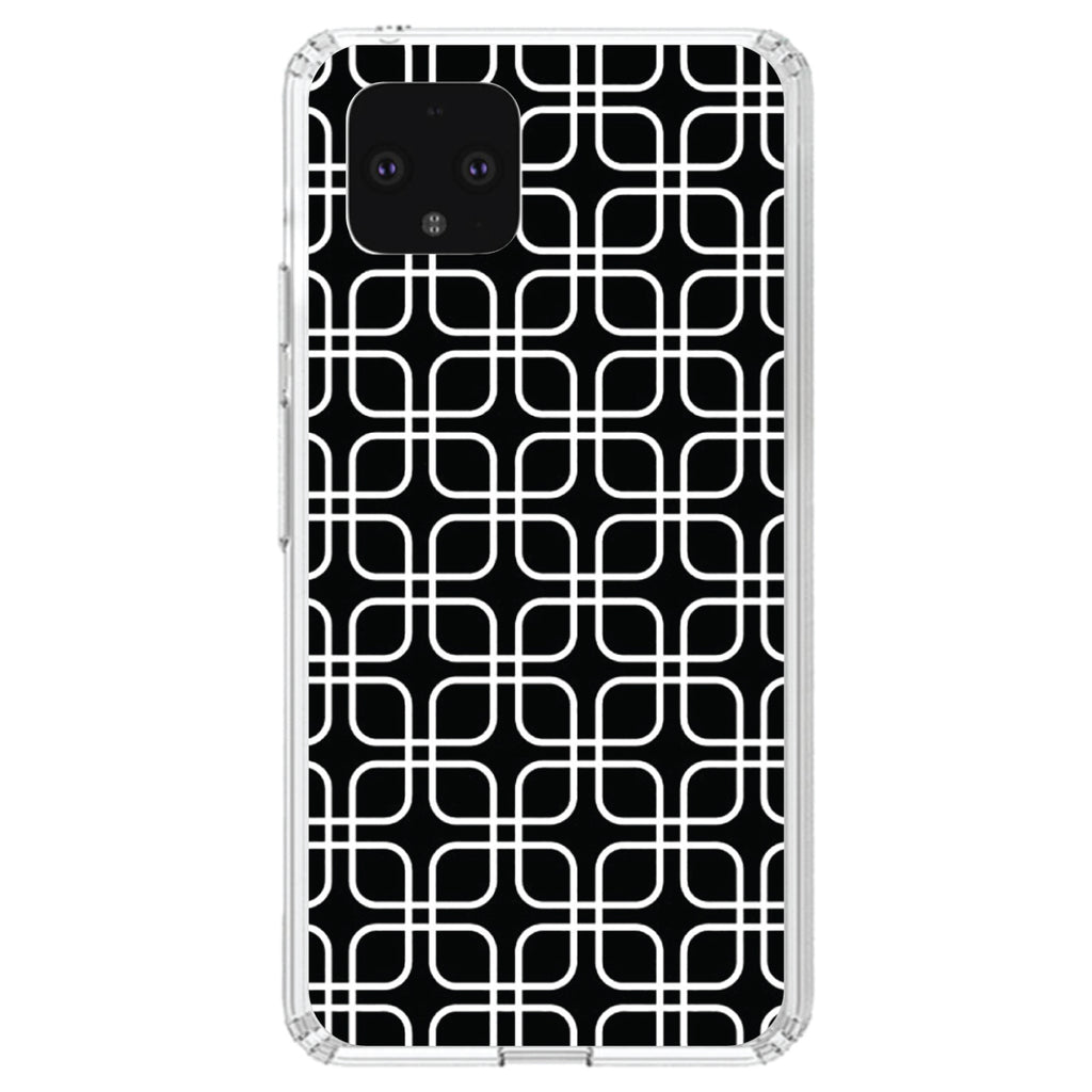 Black White Square Pattern Geometric Clear Shockproof iPhone Case, view 23