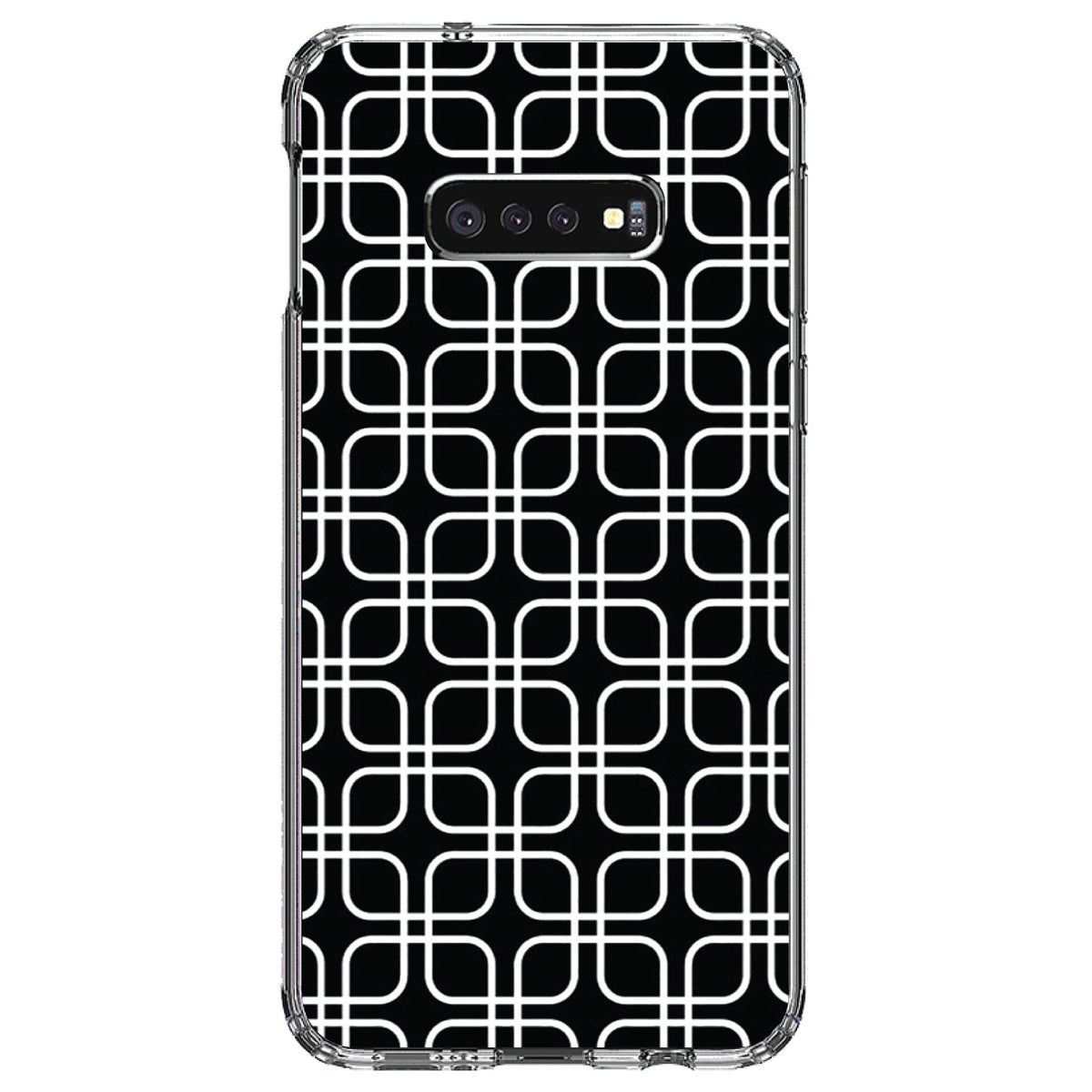 Black White Square Pattern Geometric Clear Shockproof iPhone Case, view 18