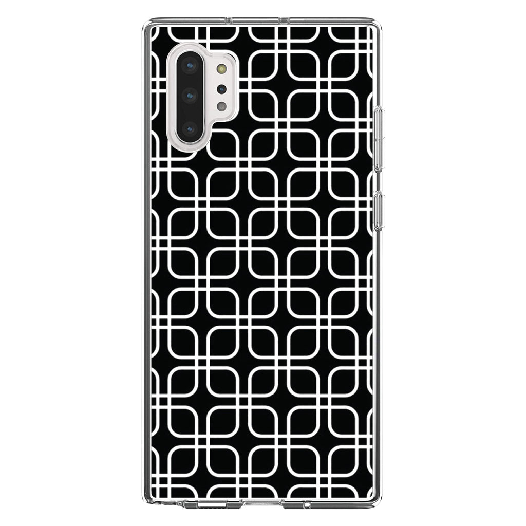 Black White Square Pattern Geometric Clear Shockproof iPhone Case, view 10