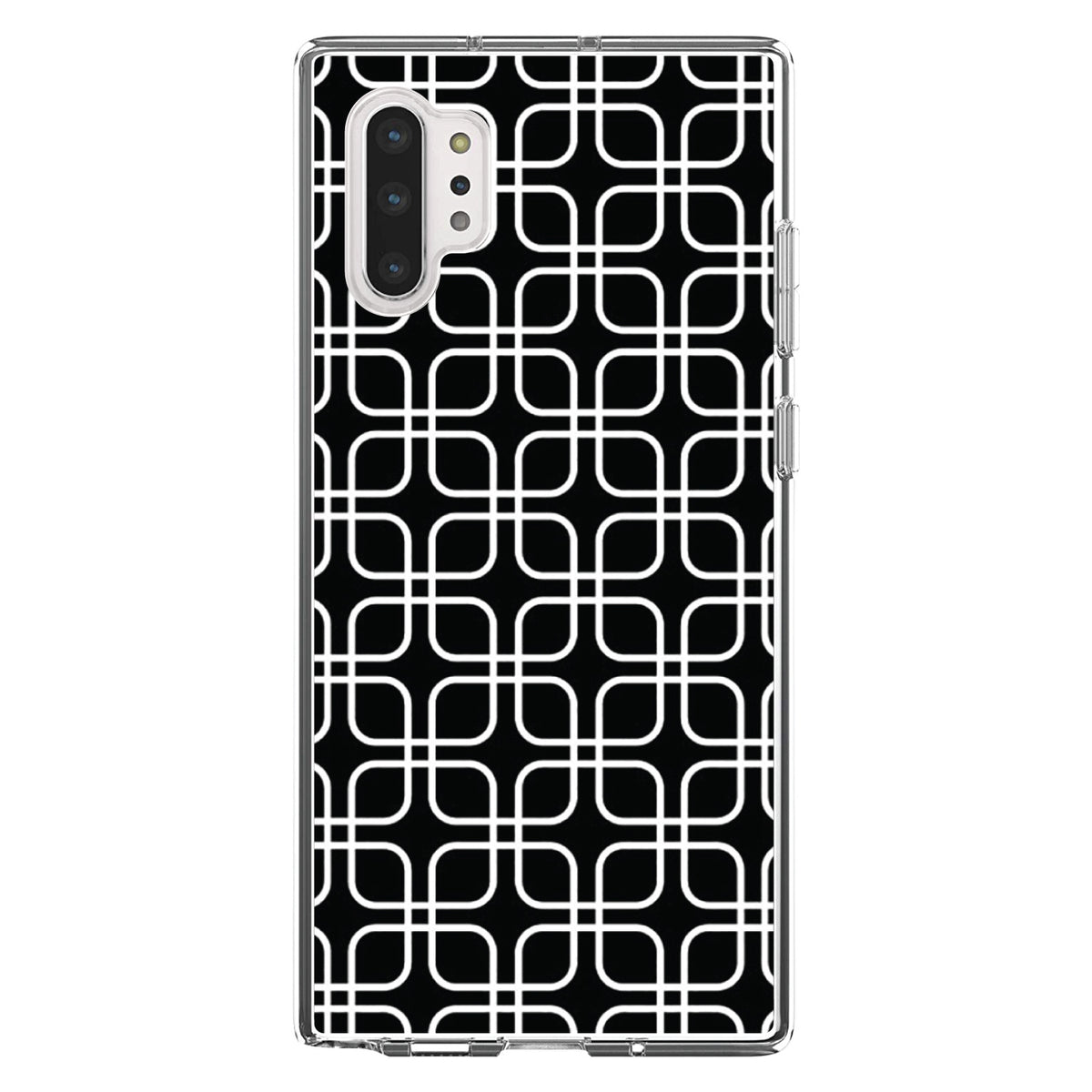 Black White Square Pattern Geometric Clear Shockproof iPhone Case, view 10