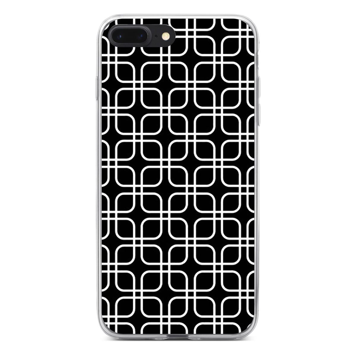 Black White Square Pattern Geometric Clear Shockproof iPhone Case, view 6
