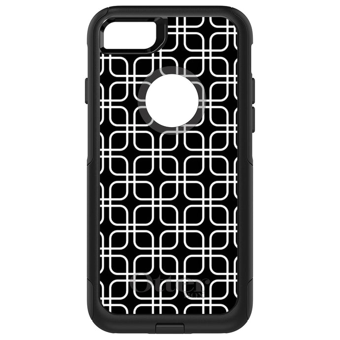 DistinctInk OtterBox Commuter Series Case for Apple iPhone or Samsung Galaxy - Black White Square Pattern Geometric