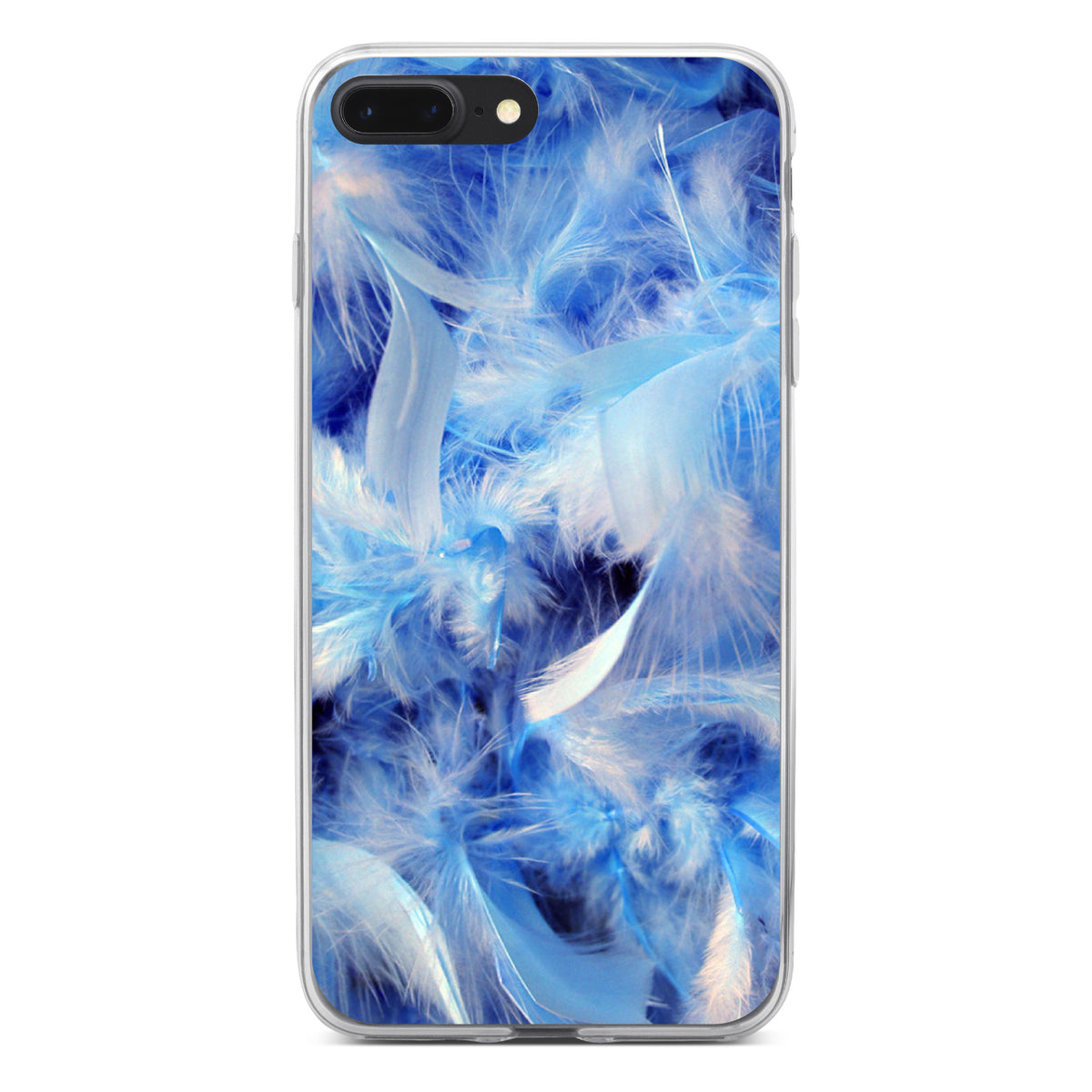Blue Feathers Clear Shockproof iPhone Case, view 6