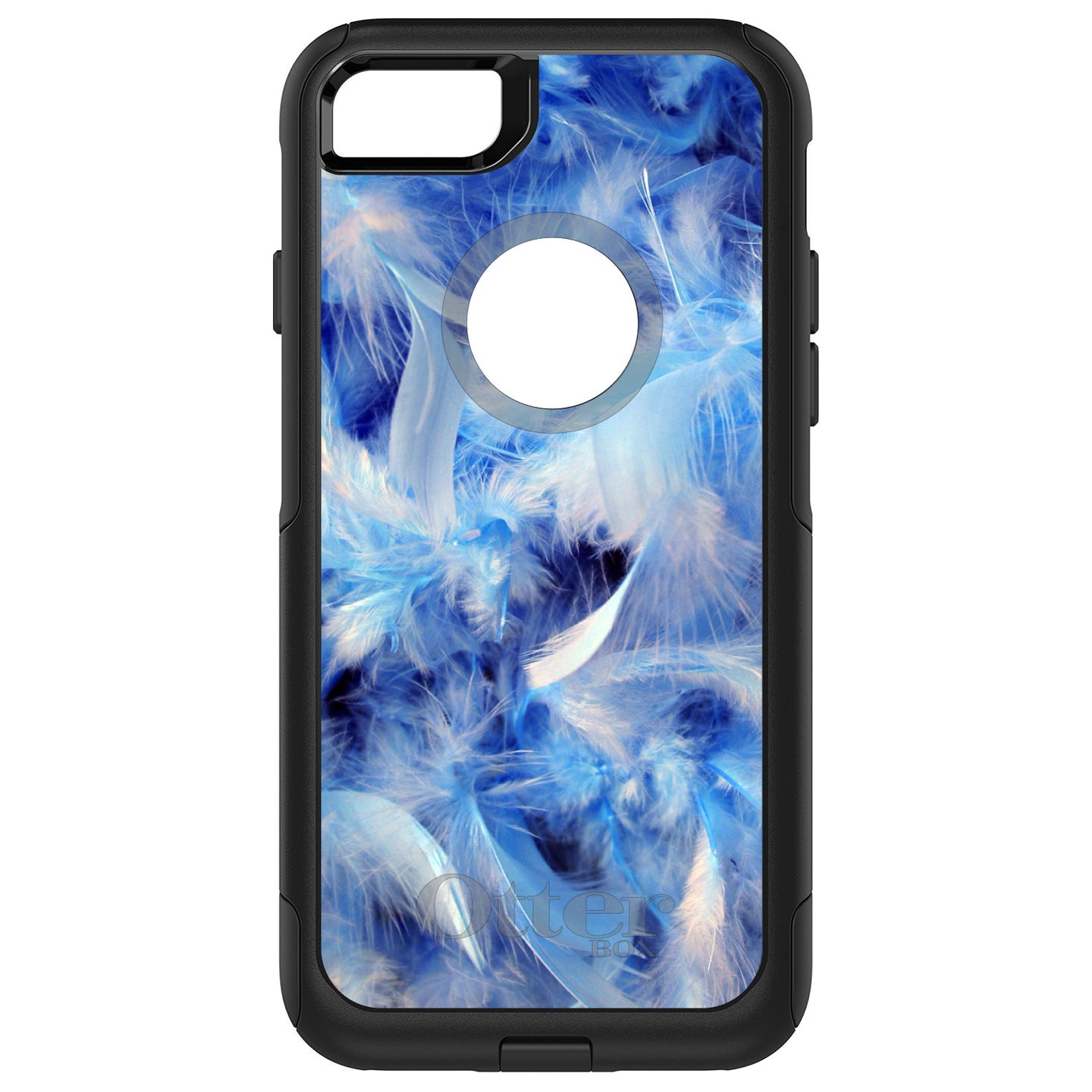 DistinctInk™ OtterBox Commuter Series Case for Apple iPhone or Samsung Galaxy - Blue Feathers
