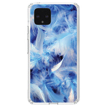 DistinctInk® Clear Shockproof Hybrid Case for Apple iPhone / Samsung Galaxy / Google Pixel - Blue Feathers